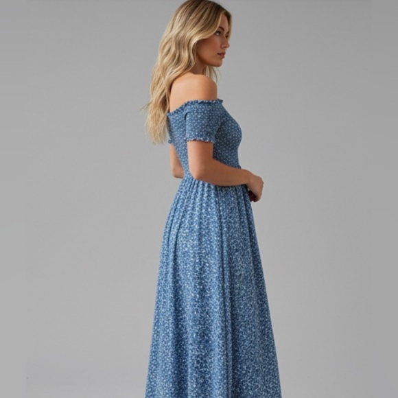 Off The Shoulder  Floral Print Ruffle Hem Dress - Picture 6 of 9